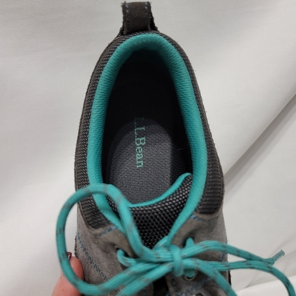 L. L. Bean Women's BeanSport Suade Casual Lace-Up Shoes Grey / Teal size 7.5 - Picture 12 of 14